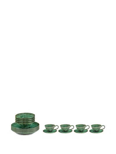 Serax Verde Lanza Ribbed Breakfast Set (four-person Setting) In Green