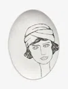 Serax White La Mère Graphic-print Oval Stoneware Plate 37.5cm X 27.5cm In White