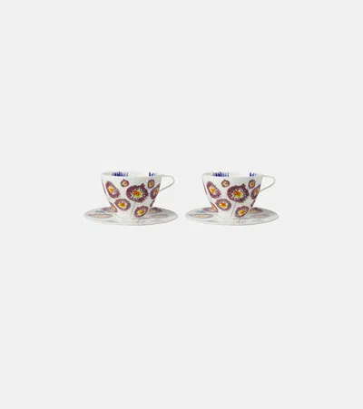 Serax X Marni Set Anemone Milk Aus Zwei Cappuccinotassen Und Untertassen In White