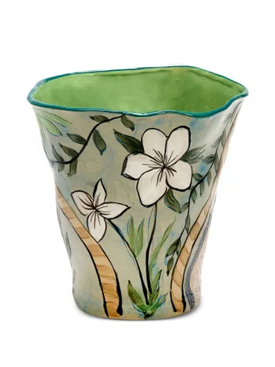 Serax X Nadine Dewart Terres De Rêves Handpainted Vase In Green