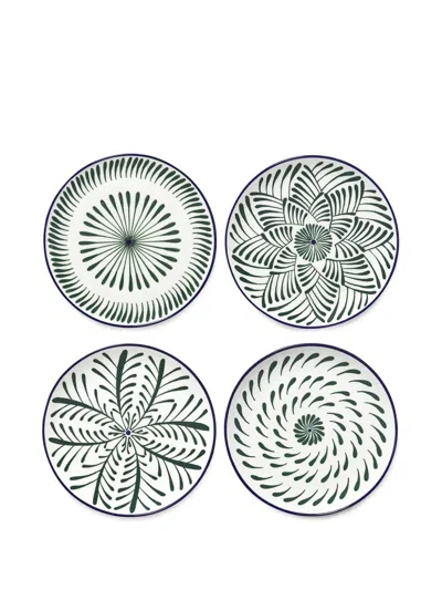 Serax X Waww La Table Bazaar Geometric-pattern Plates In Green