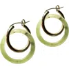 Seree Amelie Skinny Green Jade Stone Hoop Earrings In Light Green