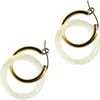 Seree Amelie Skinny Green Jade Stone Hoop Earrings In Off White