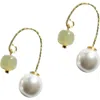 Seree Ana Pearl Jade Thread Earrings In Light Green
