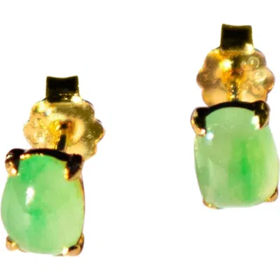 Seree Atelier Remi Imperial Green Jade Stud Earrings In Bright Green