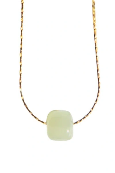 Seree Beetle Green Bead Jade Necklace In Light Green