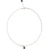 Seree Belle Pearl And Green Jade Choker In Light Green