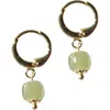 Seree Berry Small Hoop With Green Bead Earrings In Light Green