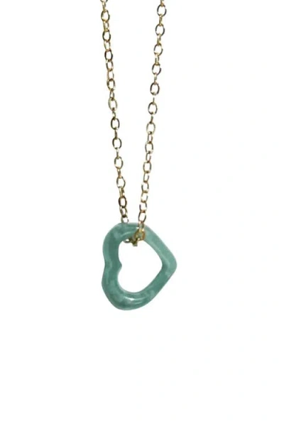 Seree Blue Heart Jade Pendant Necklace In Gold