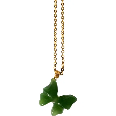 Seree Butterfly Ii Green Jade Pendant Necklace