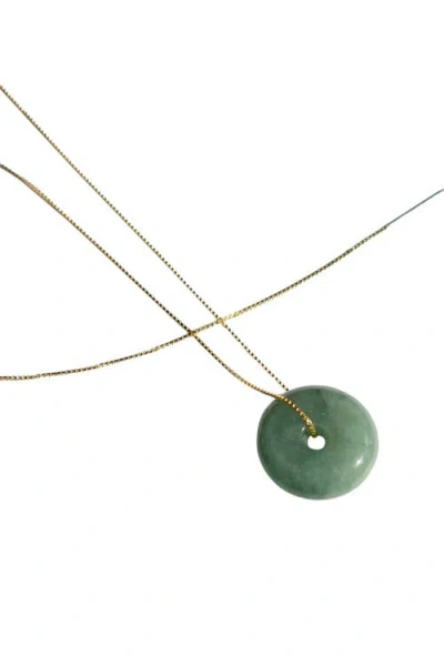 Seree Button Green Jade Pendant Necklace In Light Green
