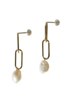 Seree Carla Pearl Drop Earrings In White