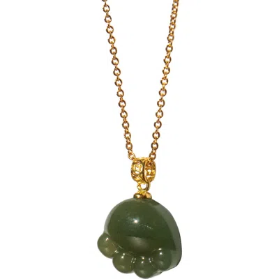 Seree Cat Paw Ii Green Jade Pendant Necklace
