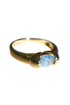 Seree Cleo Zircon Croissant Ring In Blue