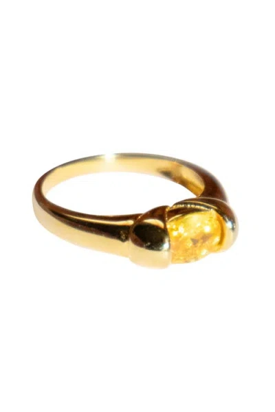 Seree Cleo Zircon Croissant Ring In Honey