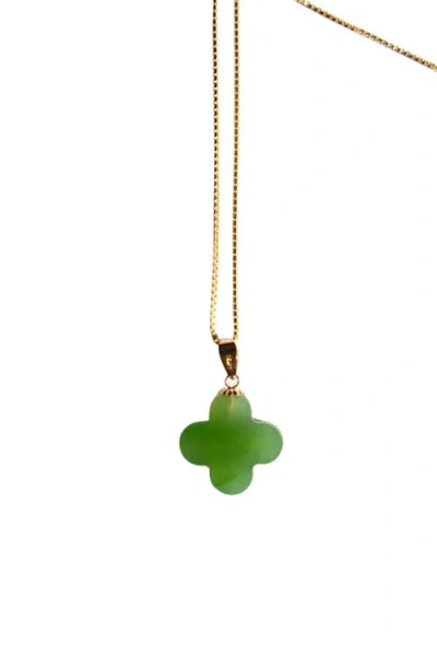 Seree Clover Green Jade Pendant Necklace