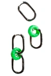 Seree Della Convertible Link Large Gold Jade Earrings In Bright Green