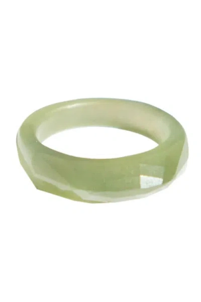 Seree Dia Structured Green Jade Ring In Light Green