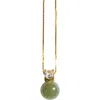 Seree Esther Green Jade And Zircon Necklace In Light Green