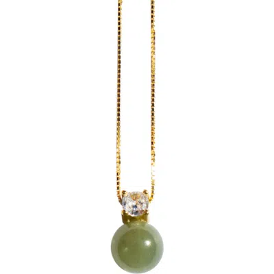 Seree Esther Green Jade And Zircon Necklace In Gold