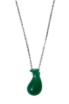 Seree Fudai Green Jade Stone Pendant Necklace In Green