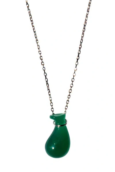 SEREE SEREE FUDAI GREEN JADE STONE PENDANT NECKLACE