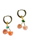 Seree Harvest Cherry Jade Stone Charm Earrings In Pink