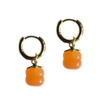 Seree Harvest Persimmon Jade Stone Charm Earrings In Pink