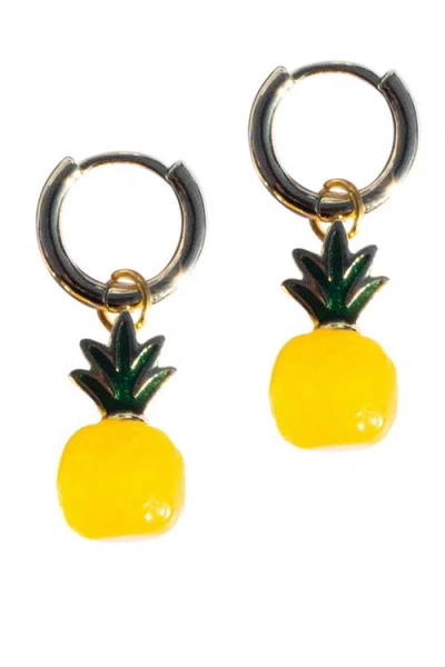 Seree Harvest Pineapple Jade Stone Charm Earrings In Yellow