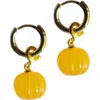 Seree Harvest Pumpkin Jade Stone Charm Earrings In Yellow
