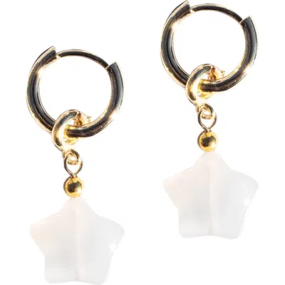 Seree Harvest Star White Jade Stone Charm Earrings