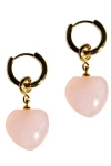 Seree Women's Pink / Purple Heart Jade Stone Charm Earrings In Pink