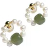 Seree Women's Green Isa Beaded Pearl Jade Hoop Earrings In Light Green