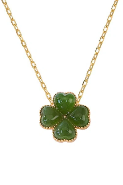 Seree Jardin Green Jade Pendant Necklace In Gold