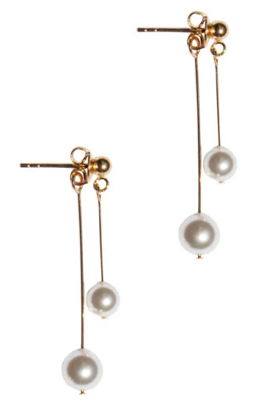 Seree Leighton Faux Pearl Pendant Earrings In White