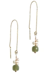 Seree Women's Green Madeleine Jade & Freshwater Pearl Drop Earrings In Light Green