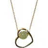 Seree Maison Heart Green Jade & Zircon Pendant Necklace In Light Green