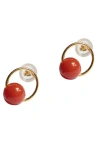 Seree Red Bean Agate Earrings In Red