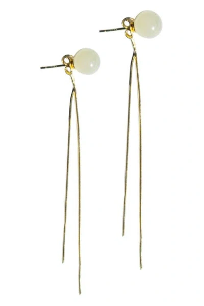 Seree Sia Jade Drop Earrings In Light Green