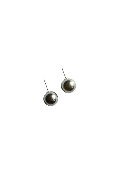 Seree Women's Alexis Black Faux Pearl Stud Earrings Silver In Metallic