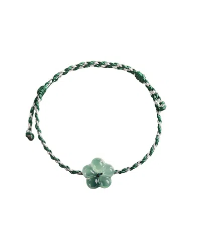 Seree Women's Baby Collection Blossom Blue Jade Flower Woven Baby Bracelet Anklet In Green