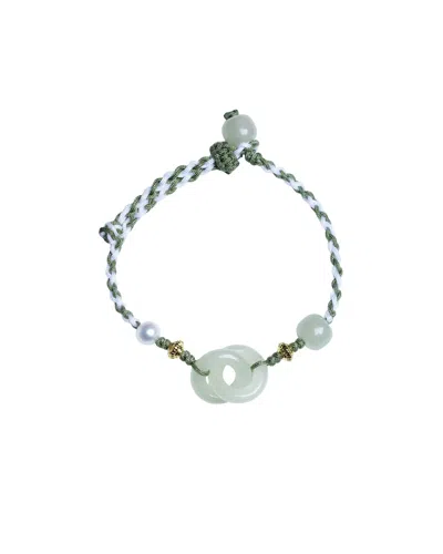 Seree Women's Baby Collection Peace Buckle Green Jade Interlocking Hoop Baby Bracelet Anklet In Purple