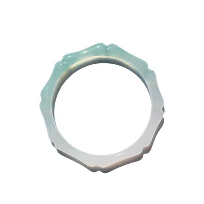 Seree Women's Blue Bambam Bamboo Shaped Skinny Jade Stone Bangle