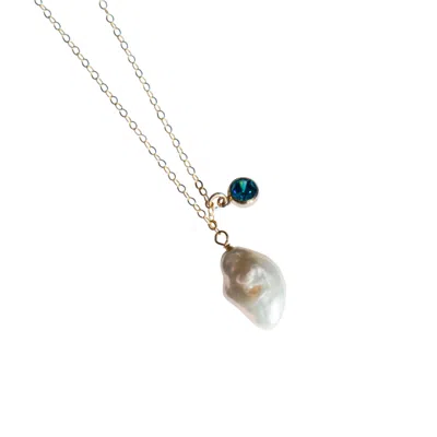 Seree Women's Blue / White Skylar Baroque Pearl & Blue Zircon Necklace In Blue/white