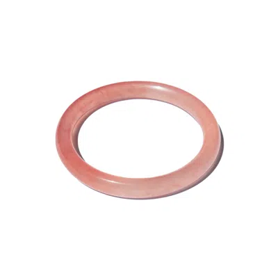 Seree Women's Blush Skinny Round Jade Stone Bangle - Pink