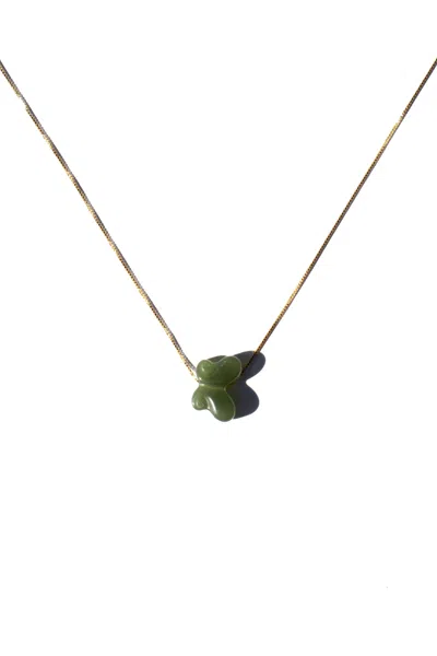 Seree Women's Butterfly Green Jade Pendant Necklace