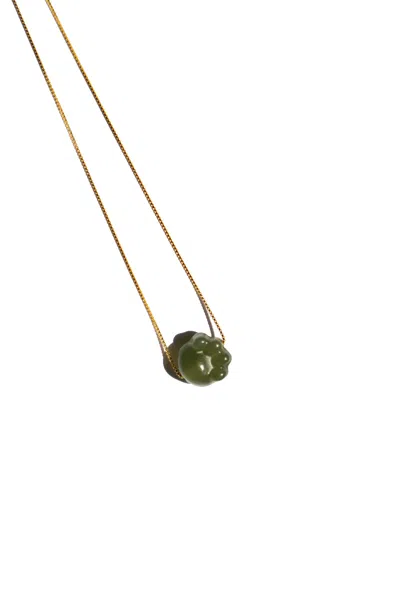 Seree Women's Cat Paw Green Jade Necklace