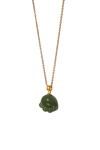 Seree Women's Cat Paw Green Jade Pendant Necklace