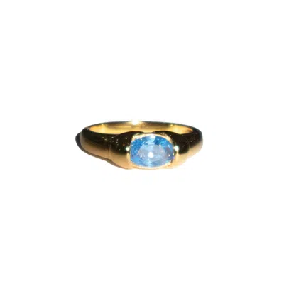 Seree Women's Cleo Zircon Croissant Ring Blue In Gold