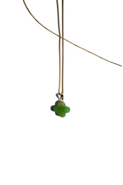 Seree Women's Clover Green Jade Pendant Necklace